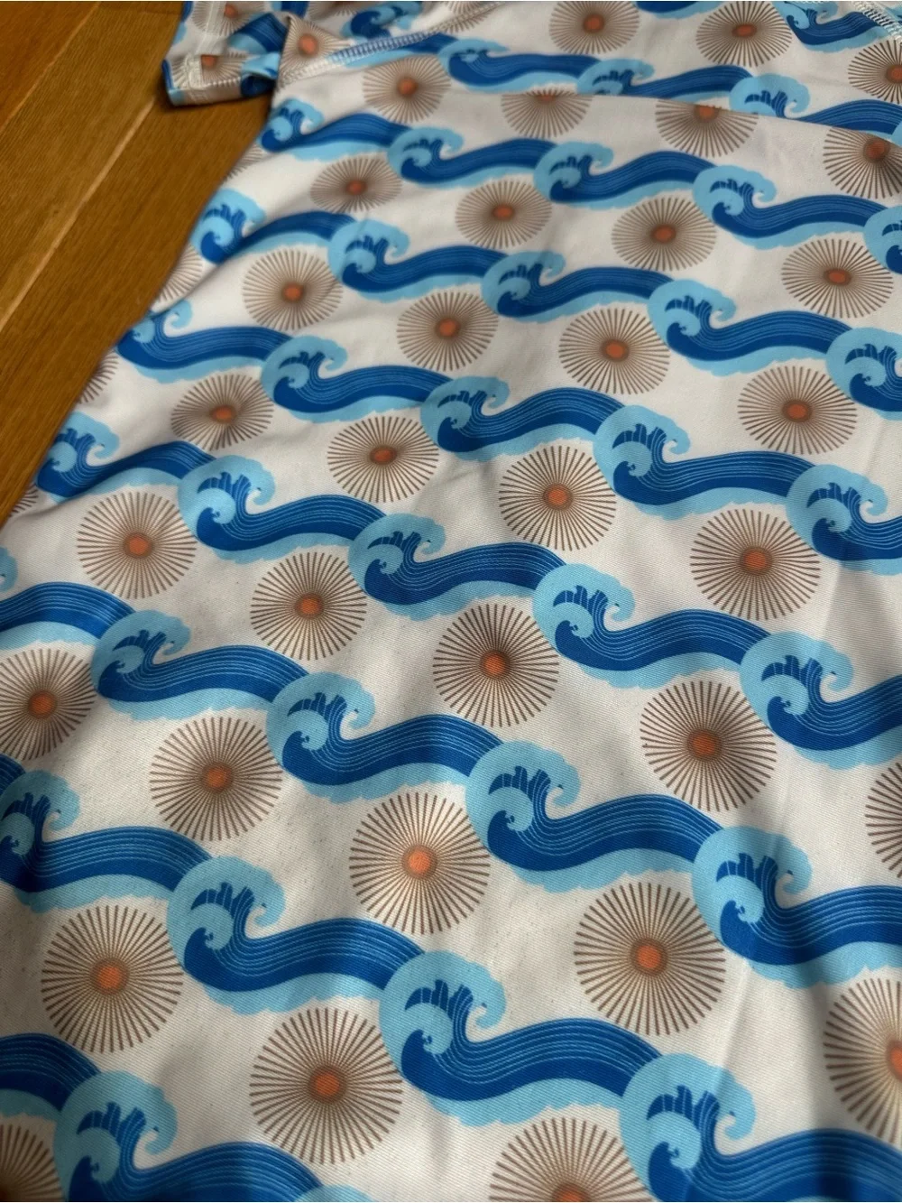 Kate Quinn Suns and Wave Zip Short Sleeve Swimsuit 2T Blue Cream